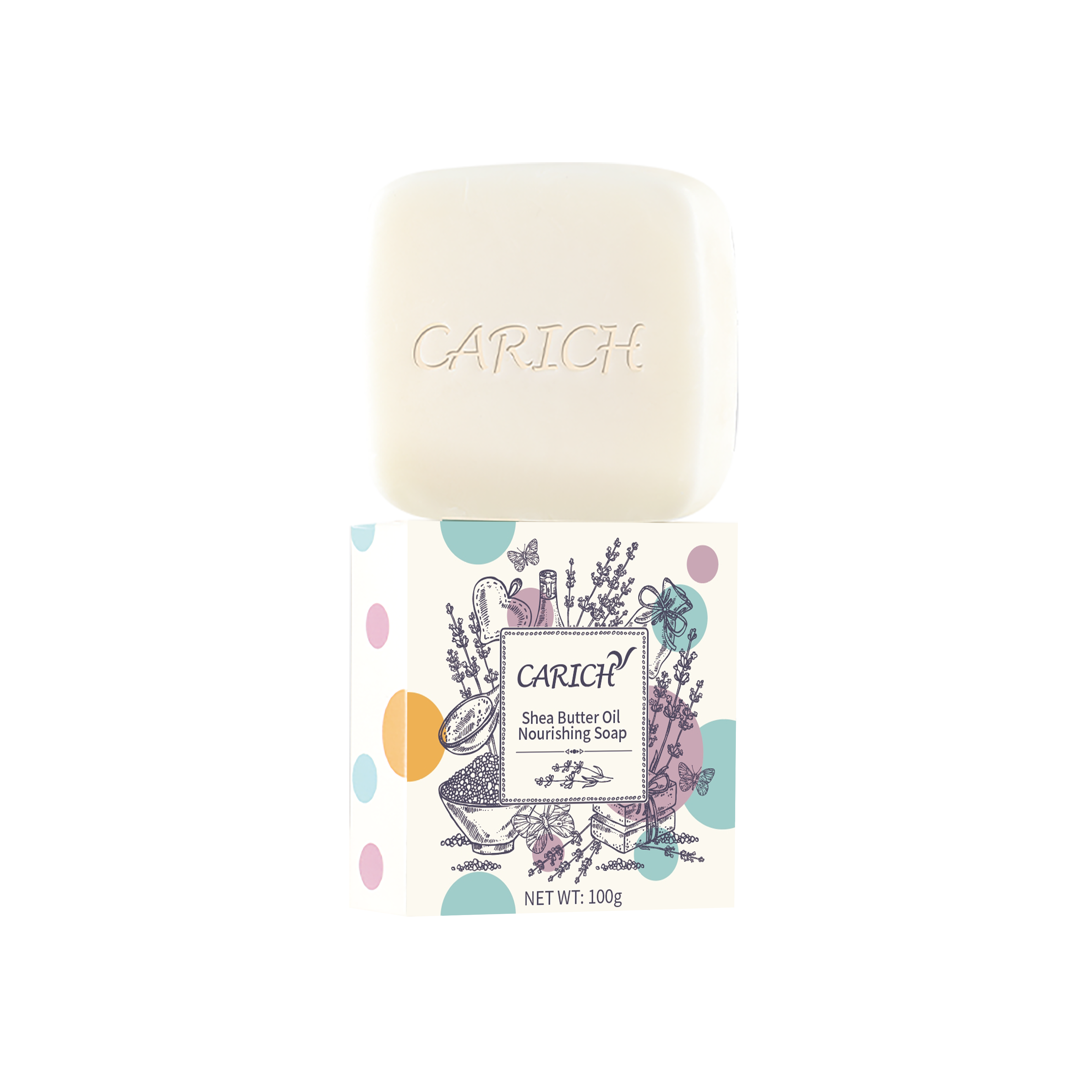 (Кол-во в коробке 64 шт) CARICH Shea butter moisturizing soap - Увлажняющее мыло с маслом ши 100гр